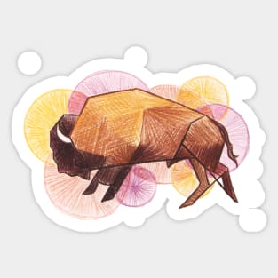 Colorful Buffalo Running Sticker